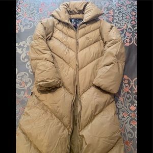 Tan long puffer coat Clearance